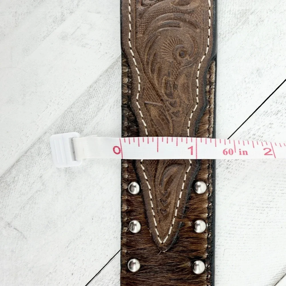 3D Belt Company Kids Size 22 Western Leather Belt Brown Cross Conchos Studs